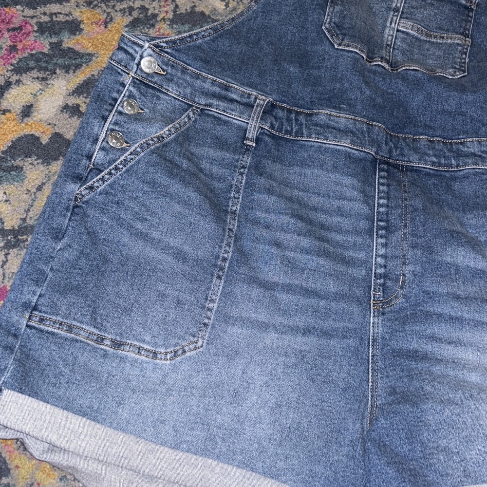 New Denim Shortalls - Ava & Viv™ Medium Wash - Picture 5 of 11